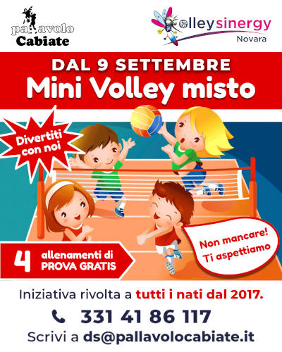 Lunedì 9 Settembre inizia il Mini Volley Misto