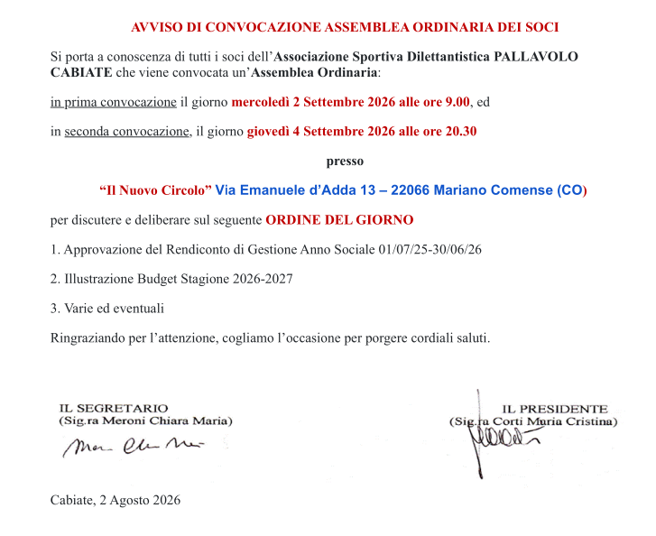 AVVISO DI CONVOCAZIONE ASSEMBLEA ORDINARIA DEI SOCI